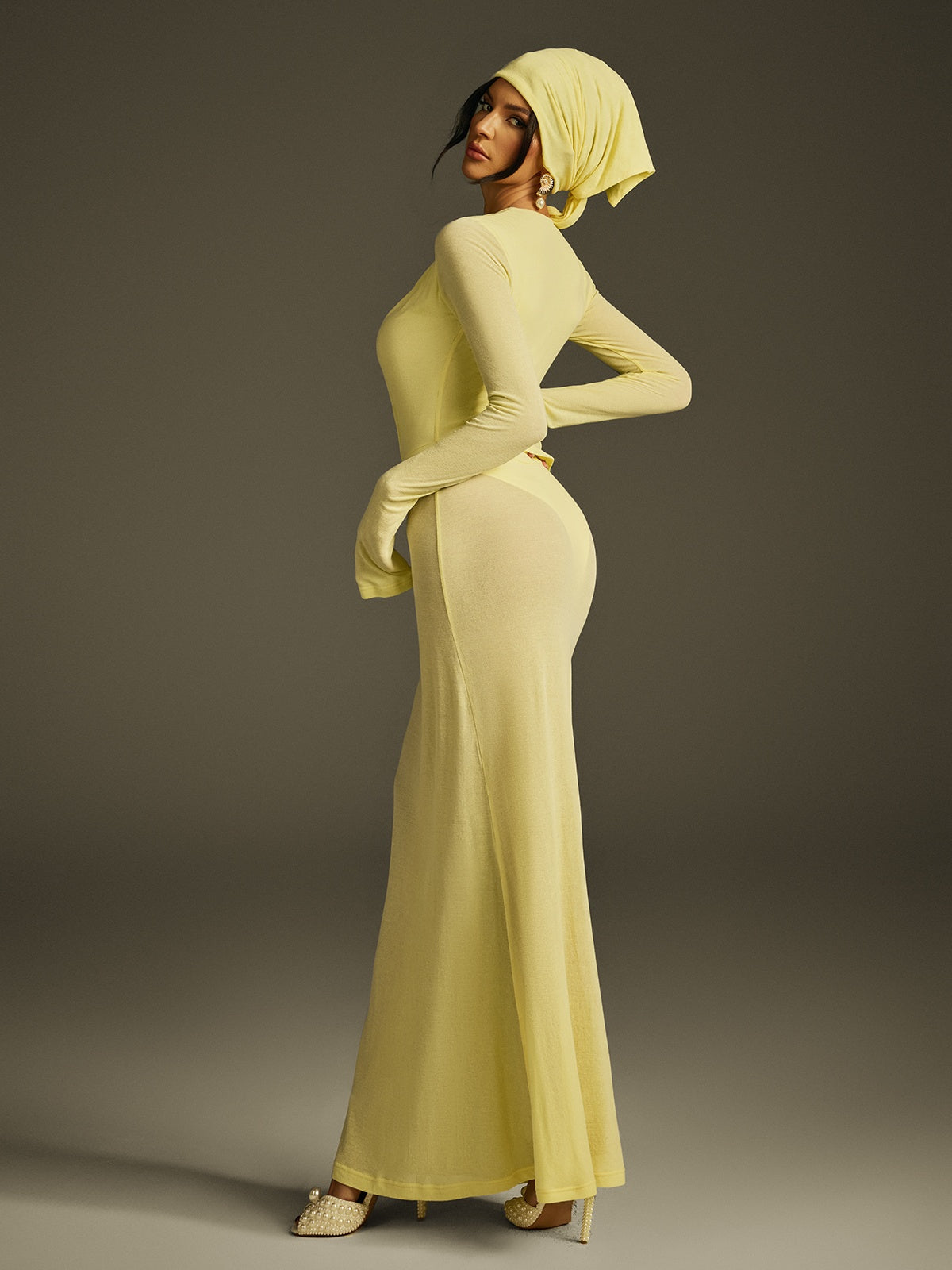 Plunge Neck Mesh Maxi Dress - View 6
