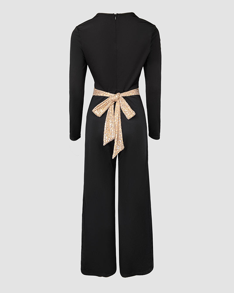 Mesh Deep V-Neck Long Sleeve High Split Midi Dress
