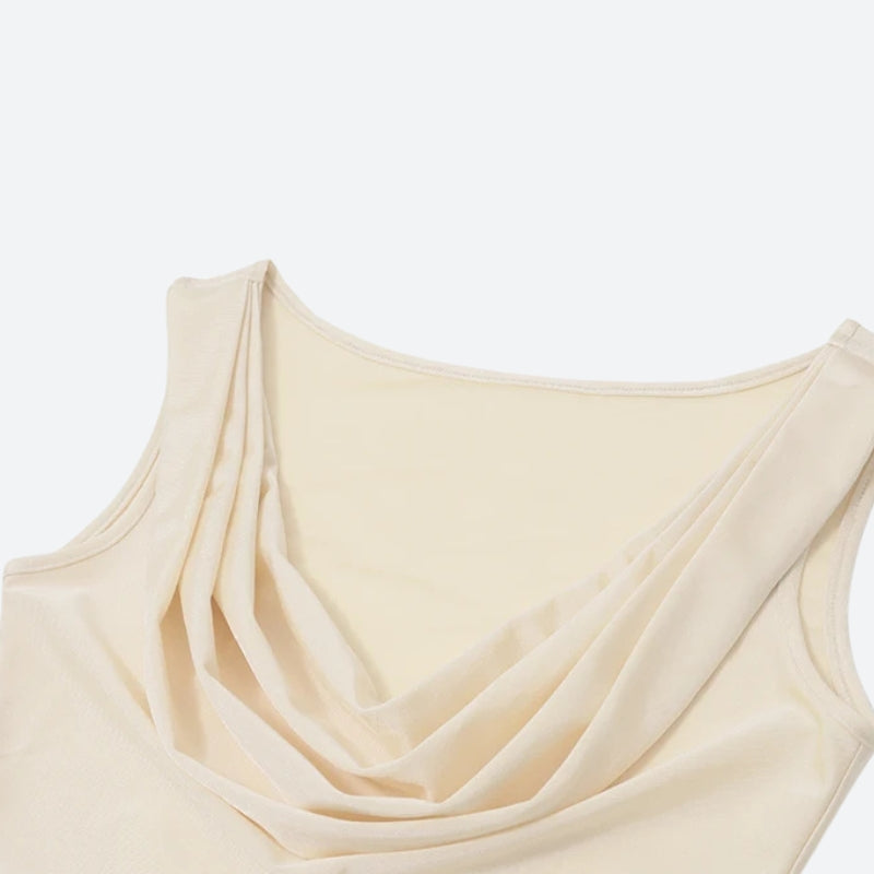 Satin Cowl Neck Cap Sleeve Ruched Bodycon Mini Dress