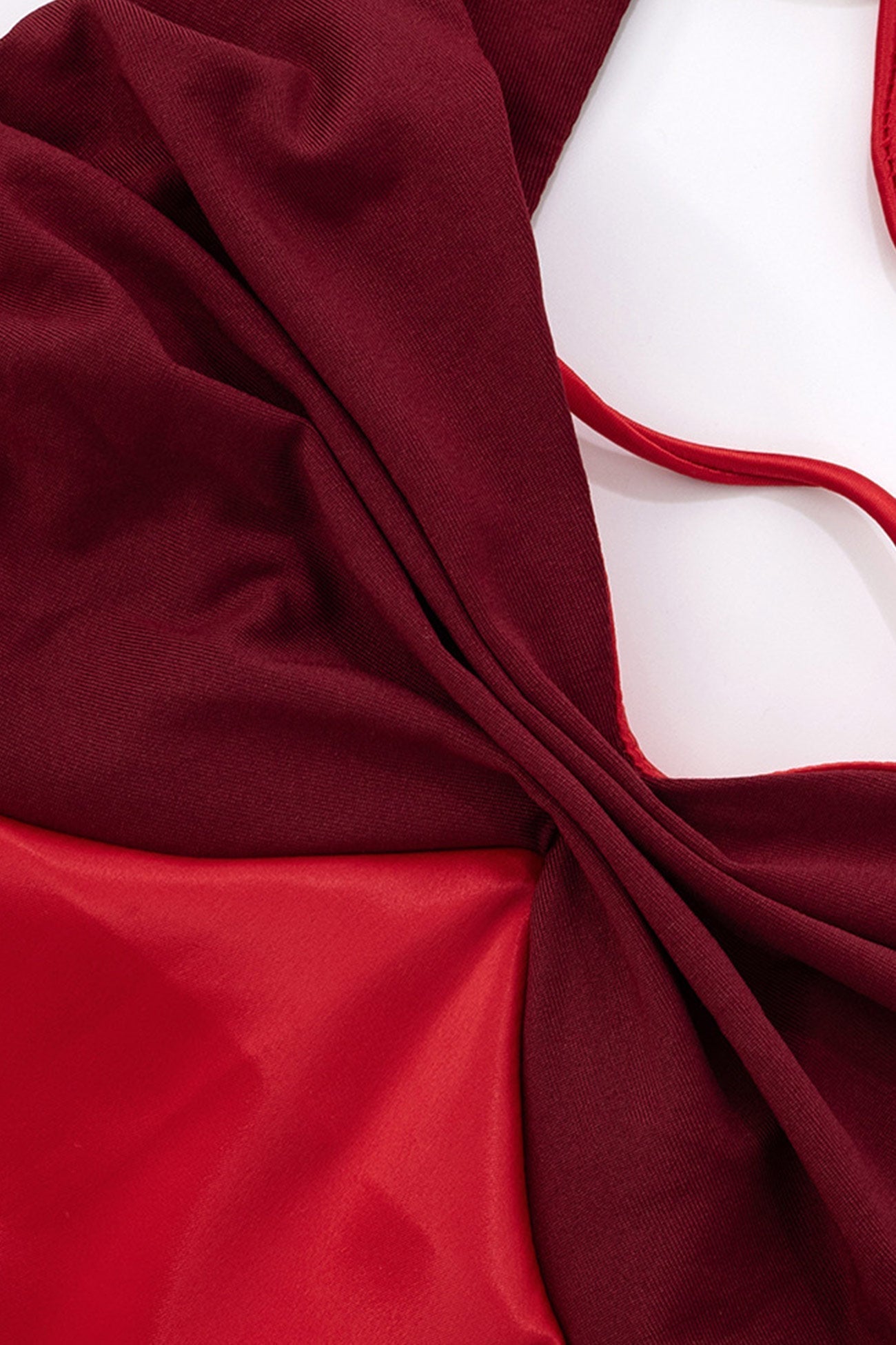 Satin Contrast Color Tie up Cami Dress