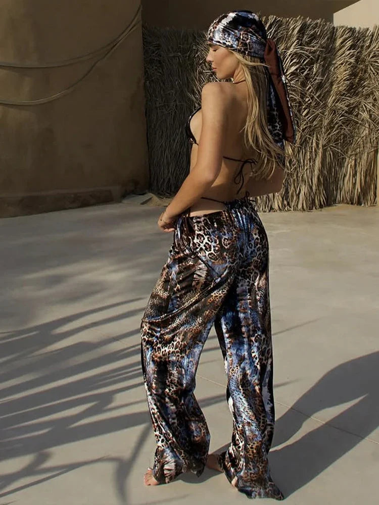 Halter Bra Straight Pants Set