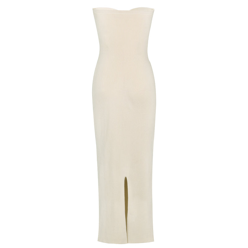 Knit Strapless Twist Front Sweetheart Neck Bodycon Midi Dress 12