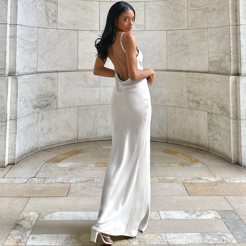 Magnificent World Satin Slit Maxi Dress - View 7