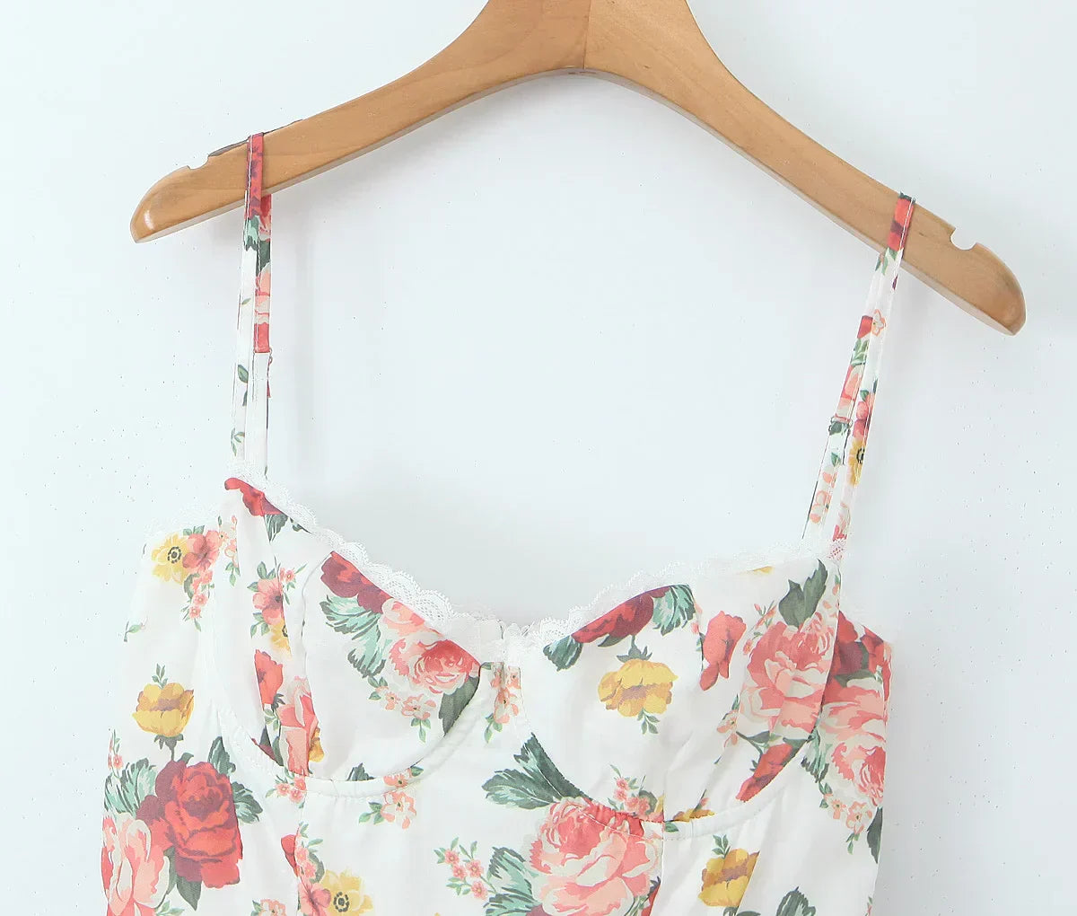 Floral Strapless Sweetheart Corset Ruffle Hem Mini Dress