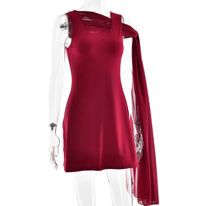 Asymmetrical Chiffon Ribbon Sleeveless Mini Dress - View 12