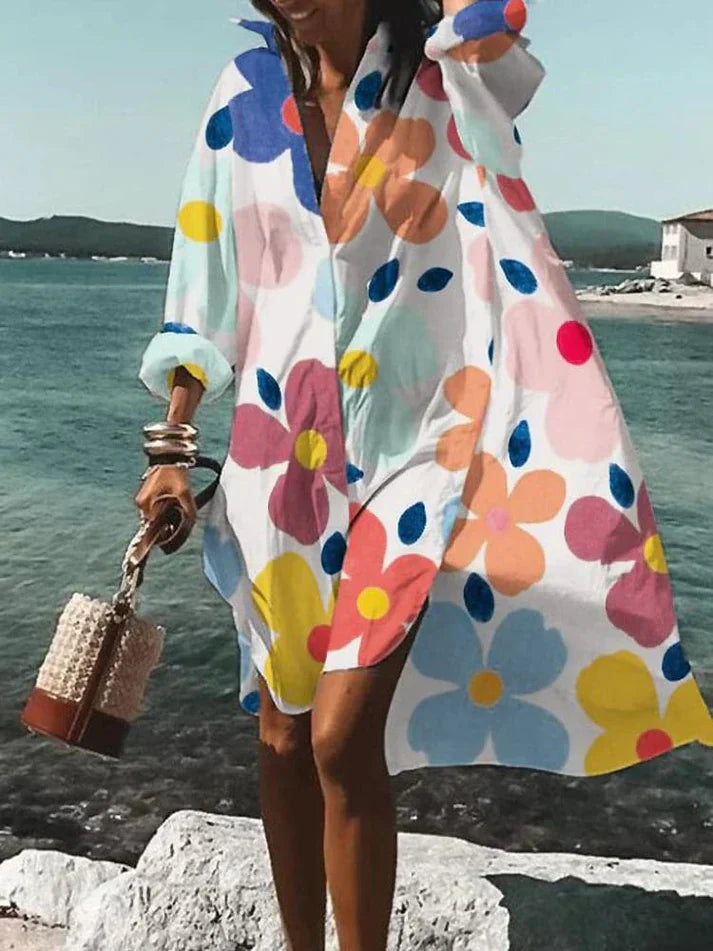 Tamar Aesthetic Wide, Colorful Dress with Summery Patterns Evening Wear Edit