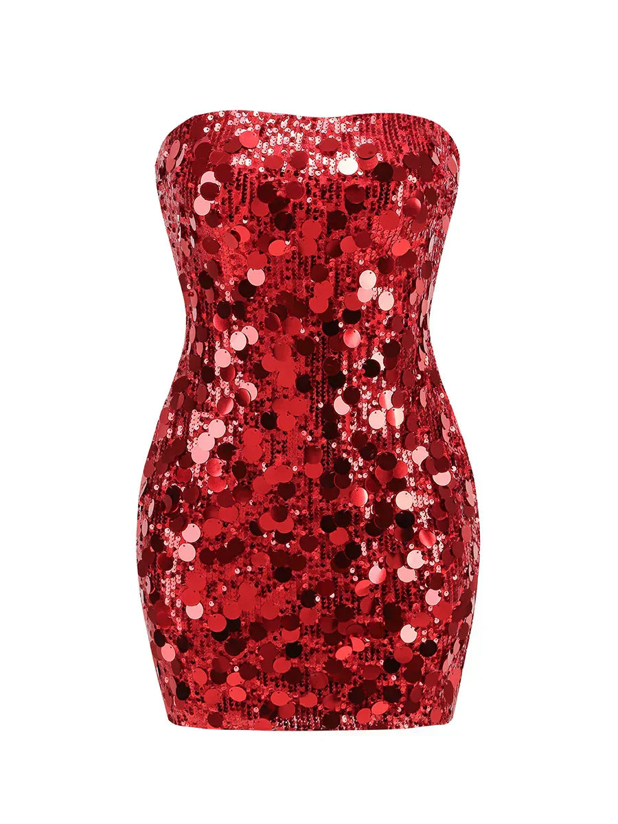 Sequin Strapless Bodycon Party Mini Dress