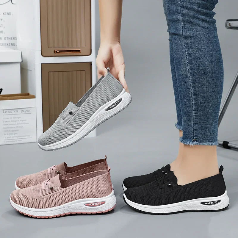 Knit Mesh Slip On Platform Sneakers