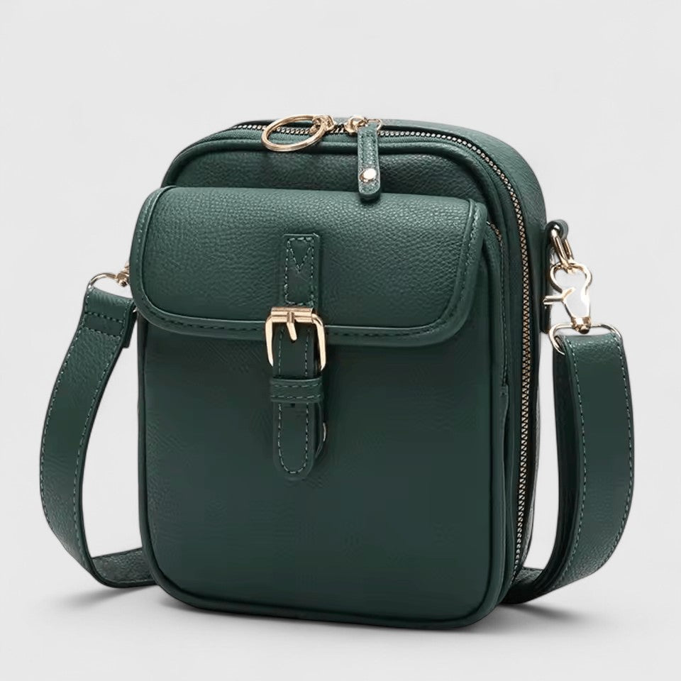 Buckle Flap Pocket Faux Leather Crossbody Bag