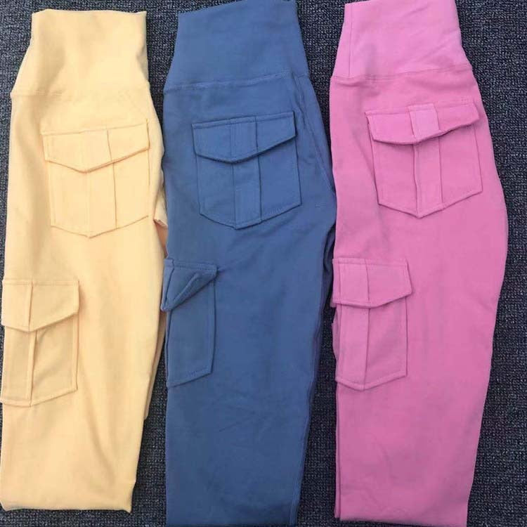 High Waist Cargo Flap Pocket Stretch Workout Leggings 7