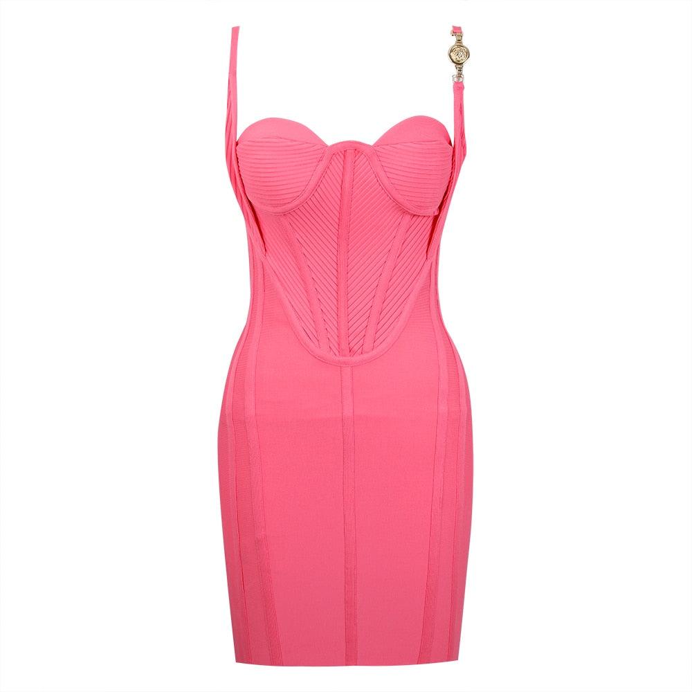Mesh Spaghetti Strap Bustier Corset Bodycon Mini Dress