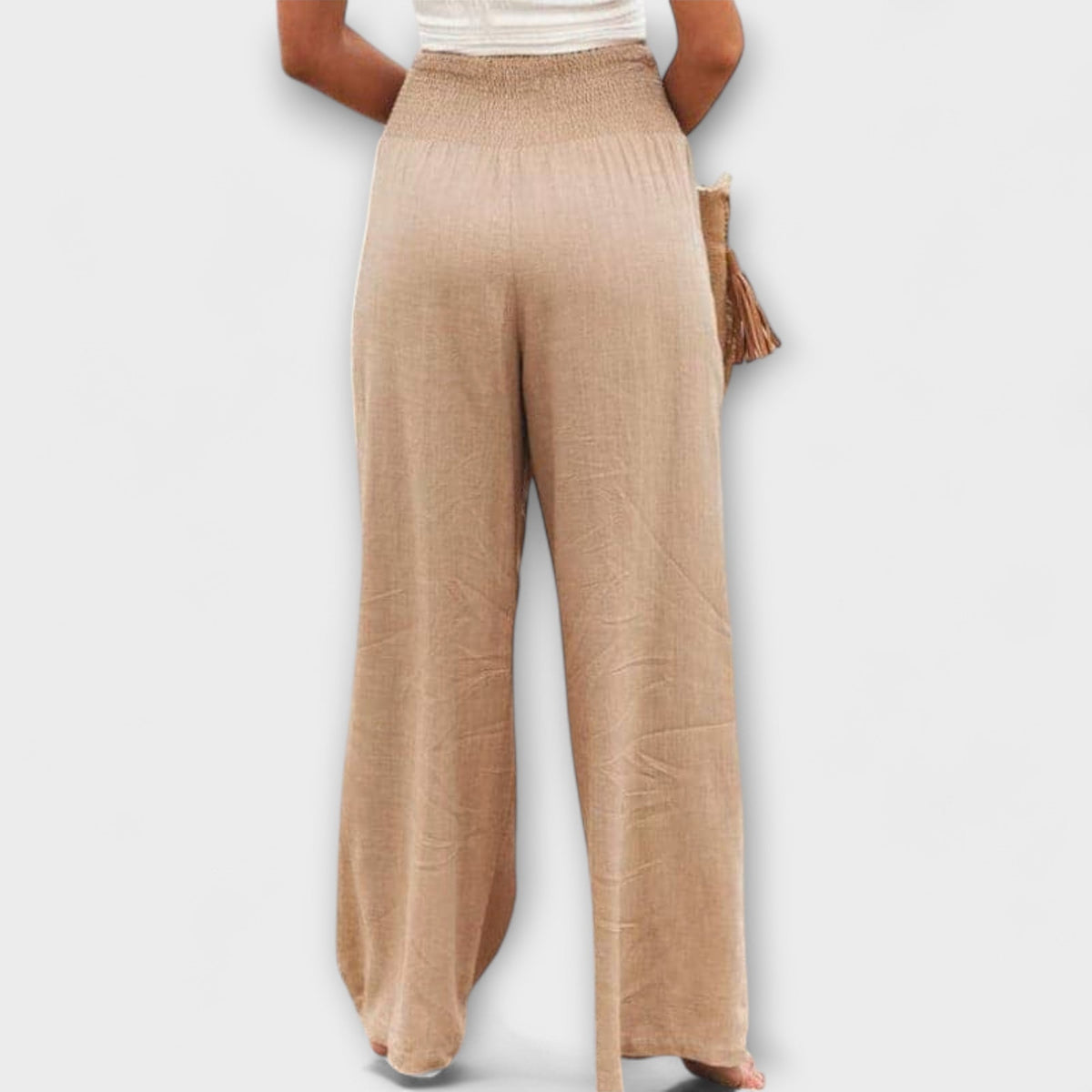 Smocked High Waist Wide Leg Palazzo Pants