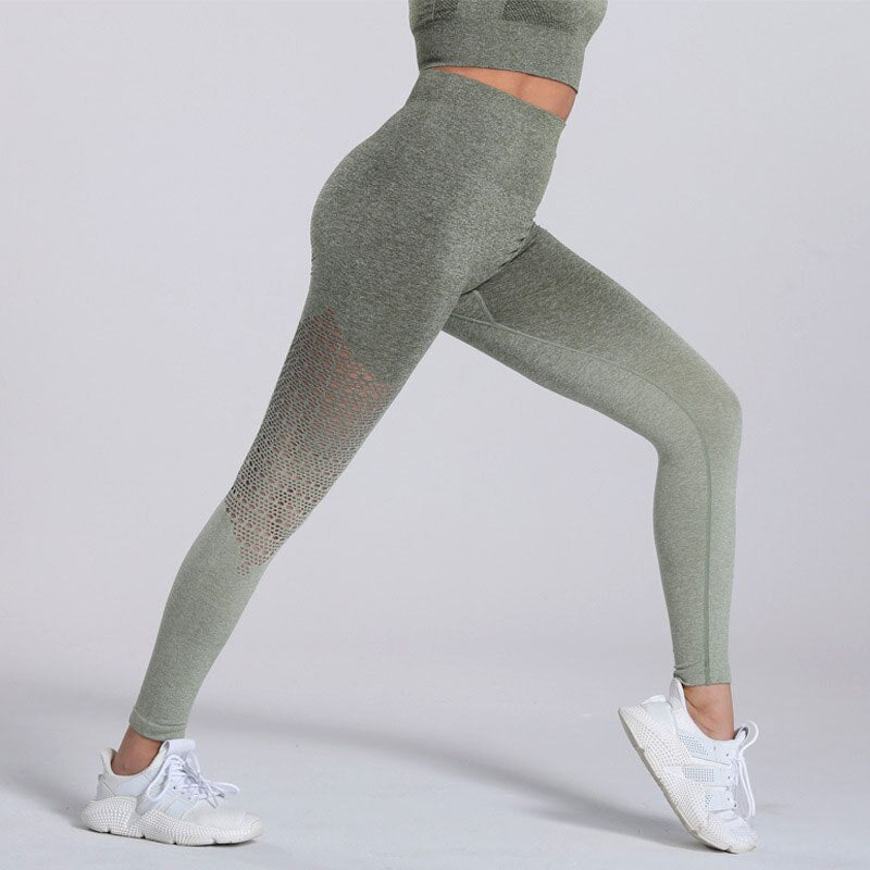 Mojoyce Gradient Yoga Pants Women Fitness Gym Leggings Sports High Waist Push Up Tights Workout Running Legging Hollow Pants