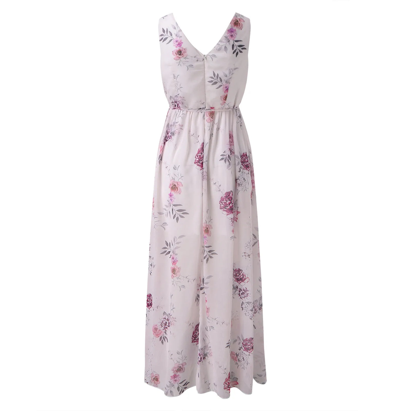 Floral V-Neck Wrap High Split Maxi Dress 4
