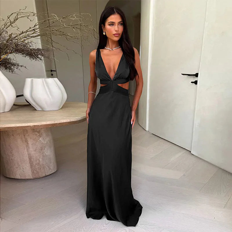Hollow Edition Slit High Waist Maxi Party Dress