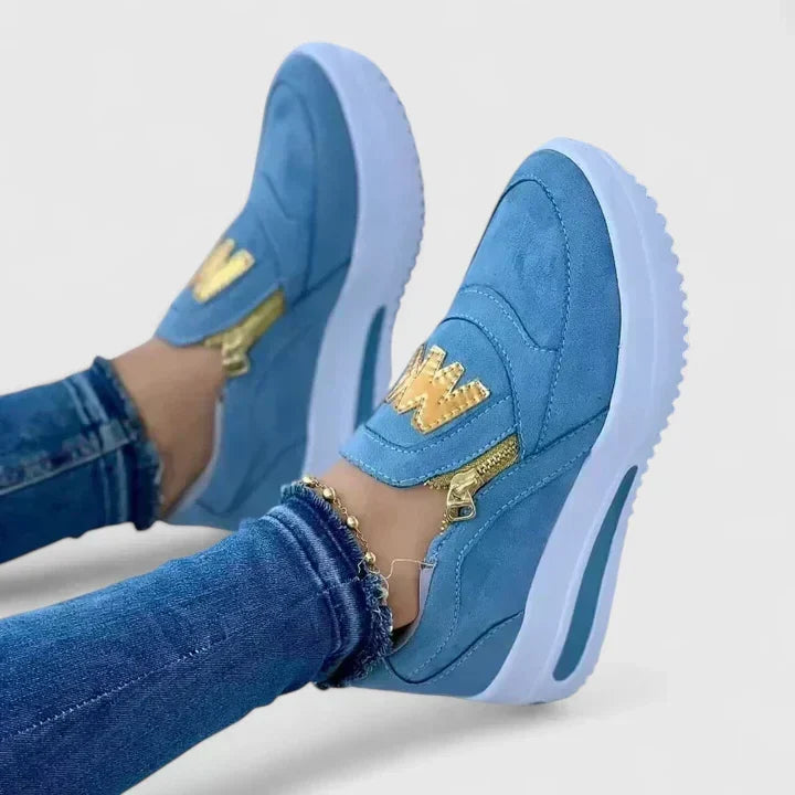 Zip Front Platform Slip On Sneakers
