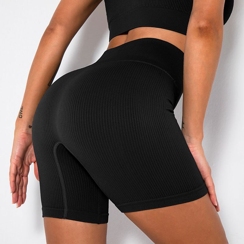 Mojoyce Seamless Yoga Pants Sport Leggings Women Ribbed High Waist Fitness Tights Push Up Gym Workout Running Pants Leggins