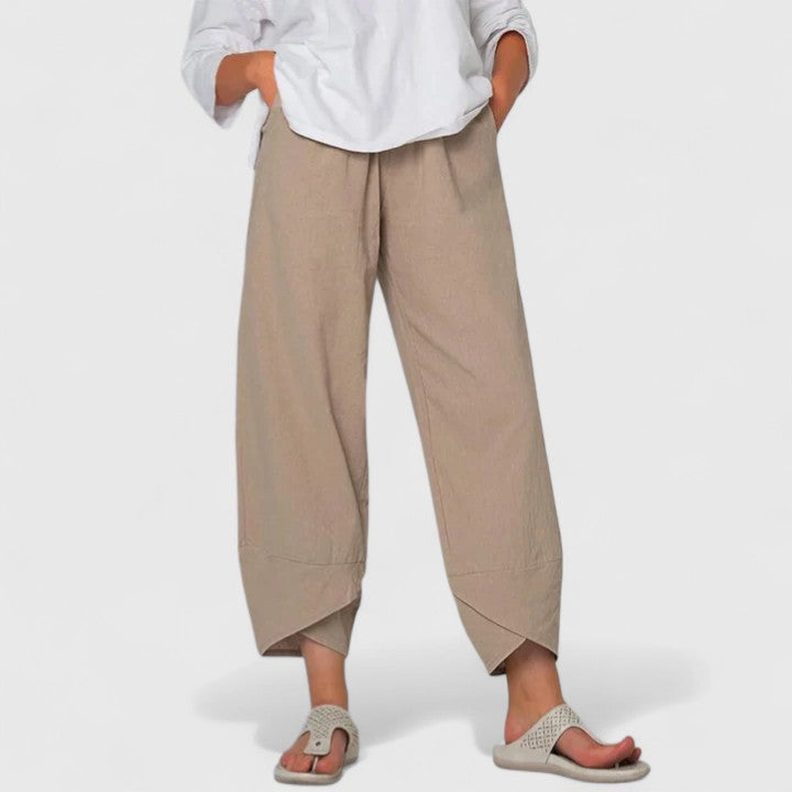 High Waist Relaxed Wide Leg Tulip Hem Pants