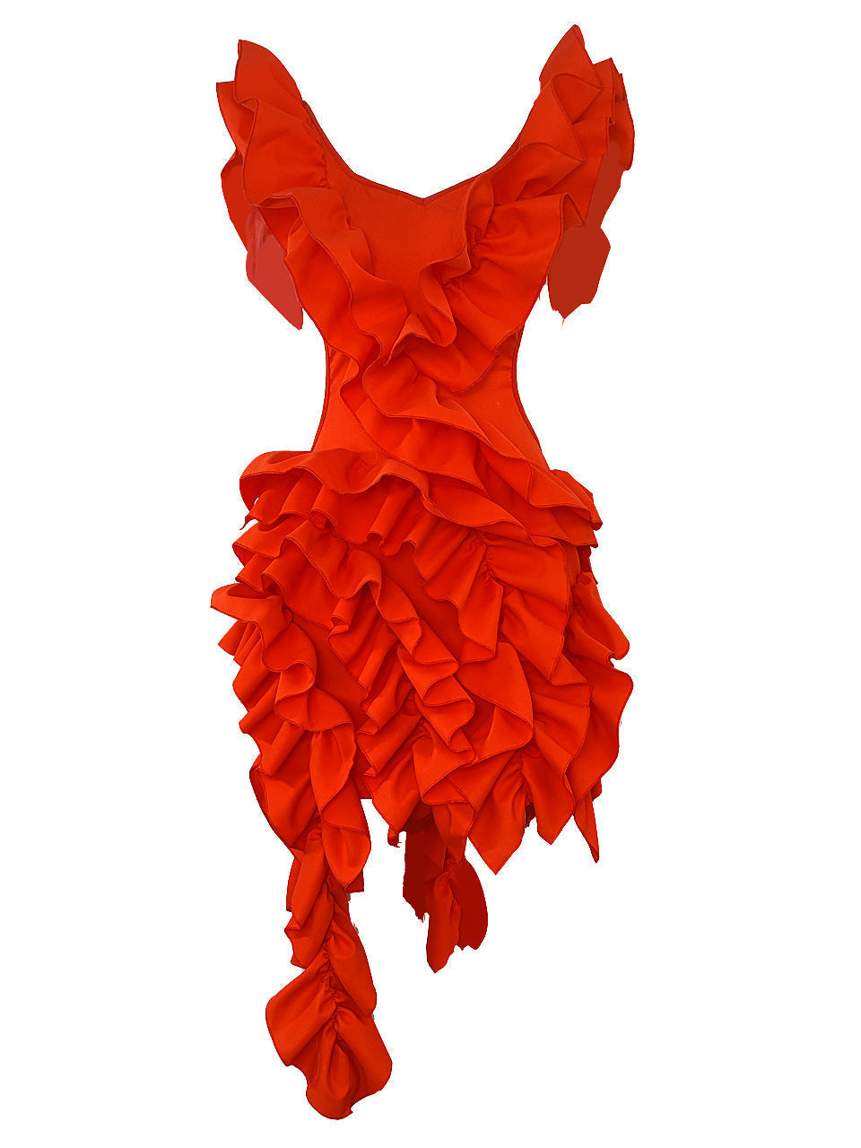 Sleeveless Tiered Ruffle Cut Out Asymmetric Hem Mini Party Dress 8