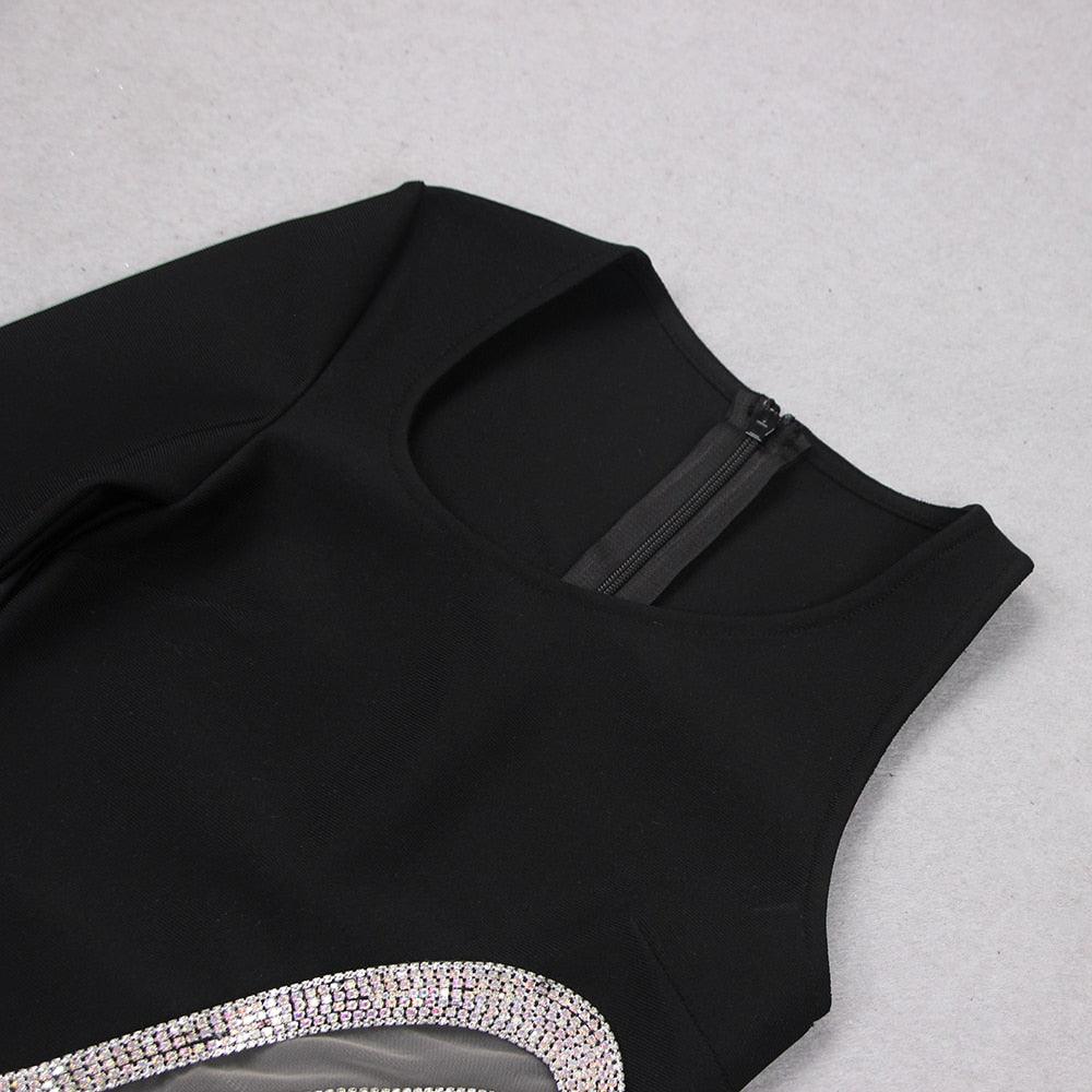 Girl In The Spotlight One Shoulder Diamond Mini Dress - View 8