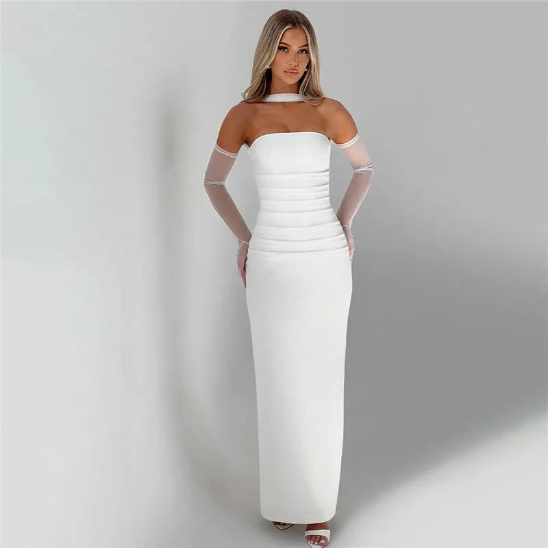 Strapless Ruched Bodycon Maxi Gown