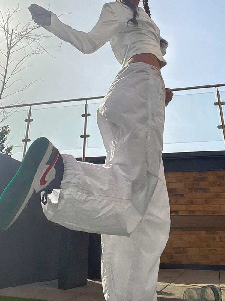 Mojoyce Cuteandpsycho Streetwear Joggers Baggy Trousers Loose Wide Leg Women Punk Sweatpants Chic Solid Fashion Vintage Pants Casual Y2K