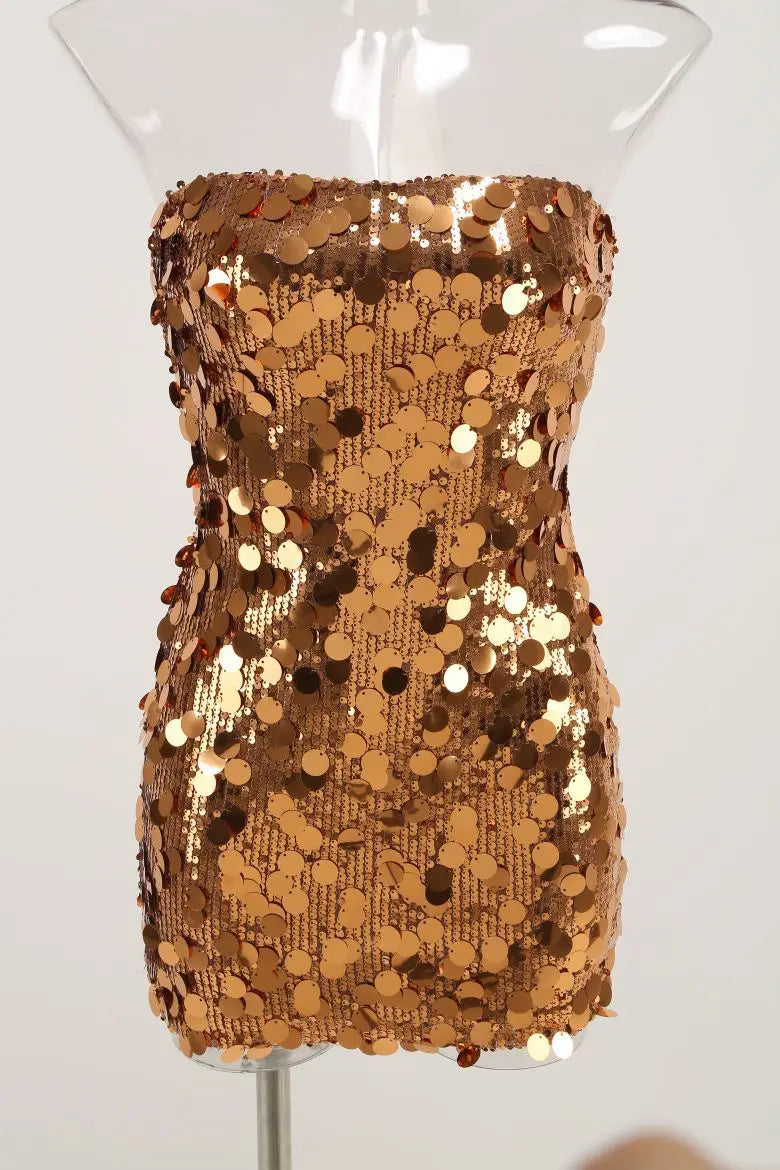 Sequin Strapless Bodycon Party Mini Dress