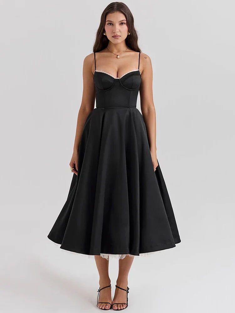 Aline Backless Spaghetti Strap Midi Dress
