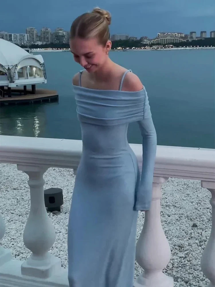 Off Shoulder Long Sleeve Bodycon Maxi Dress - View 6
