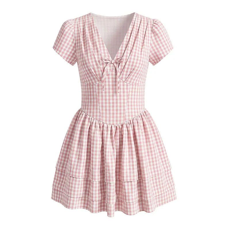 MARLEE PLAID MINI DRESS Pink