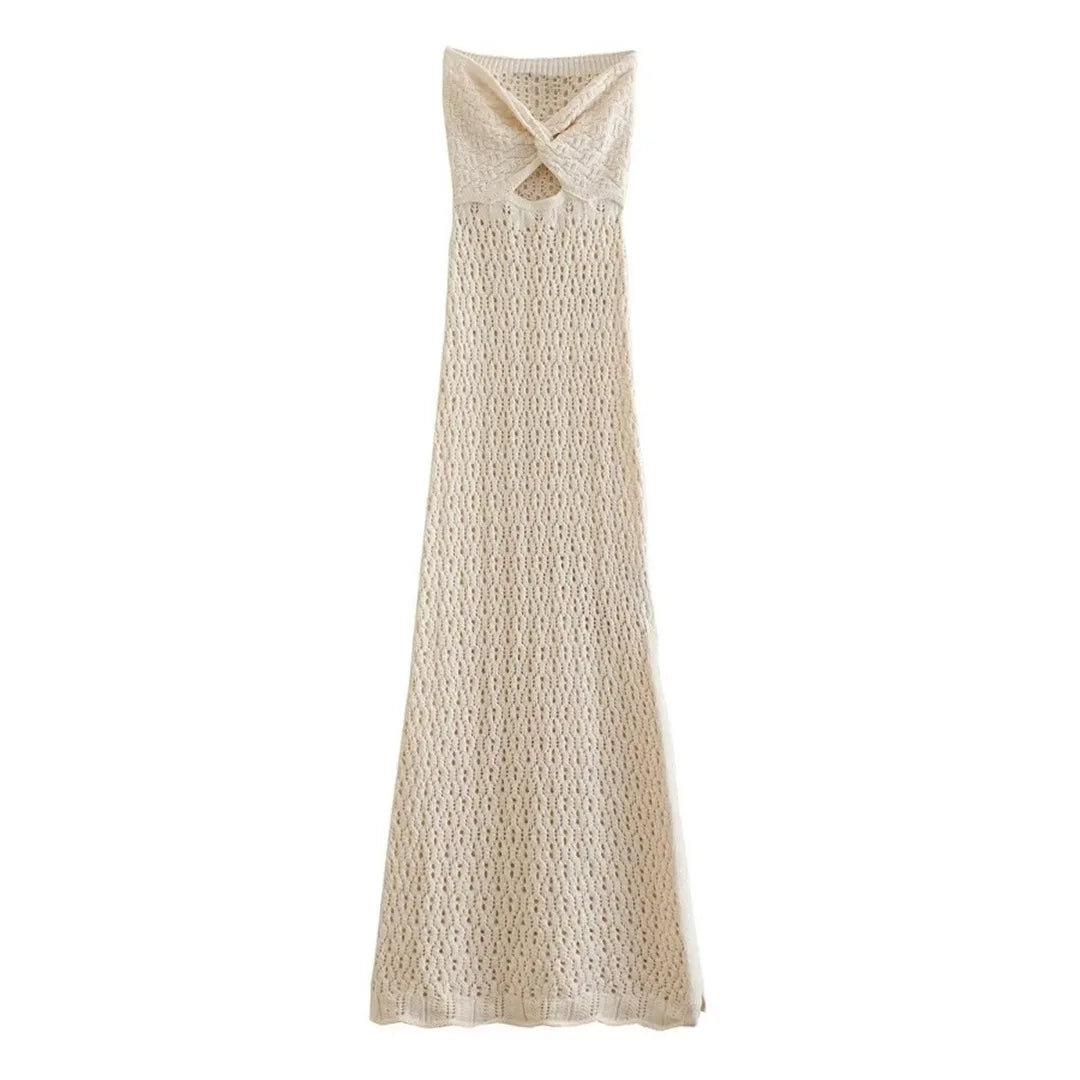 KORINA KNITTED MAXI DRESS Beige