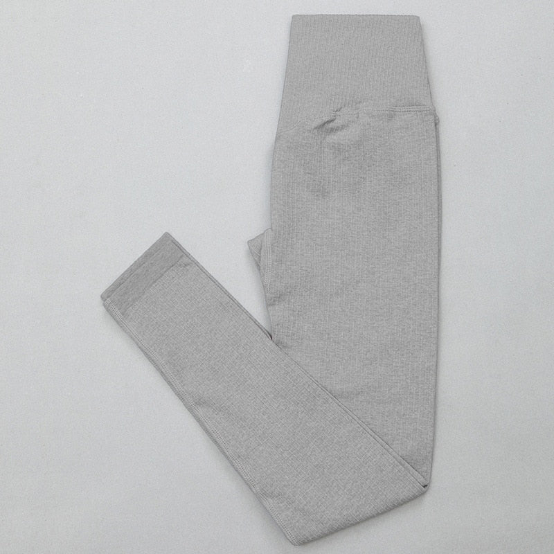 Mojoyce Solid Ribbed Yoga Pants Leggings Women Seamless Sport Leggings Gym Clothing Fitness High Waist Push Up Workout Tights Pants