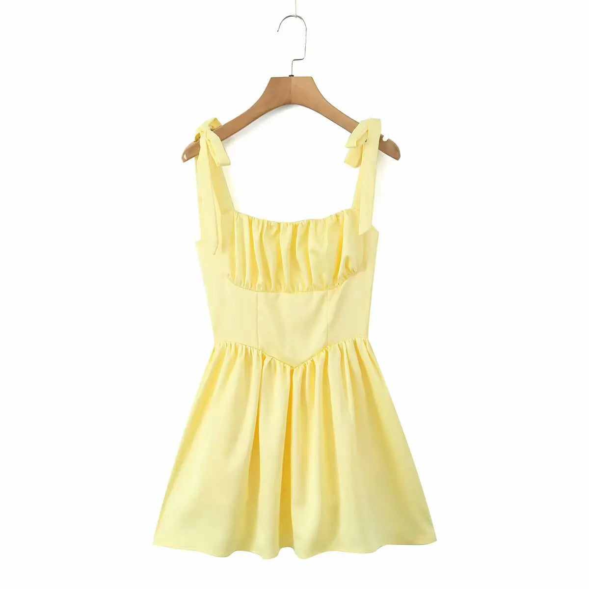 Tie Shoulder Bustier Lace Up Corset Back Fit and Flare Mini Party Dress
