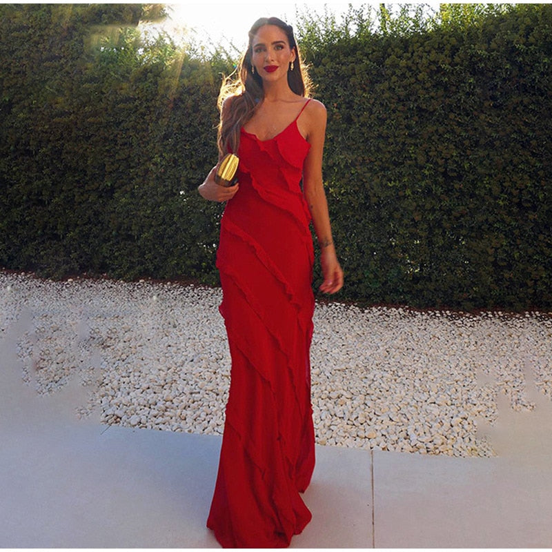 Chic Deep V Neck Maxi Dress