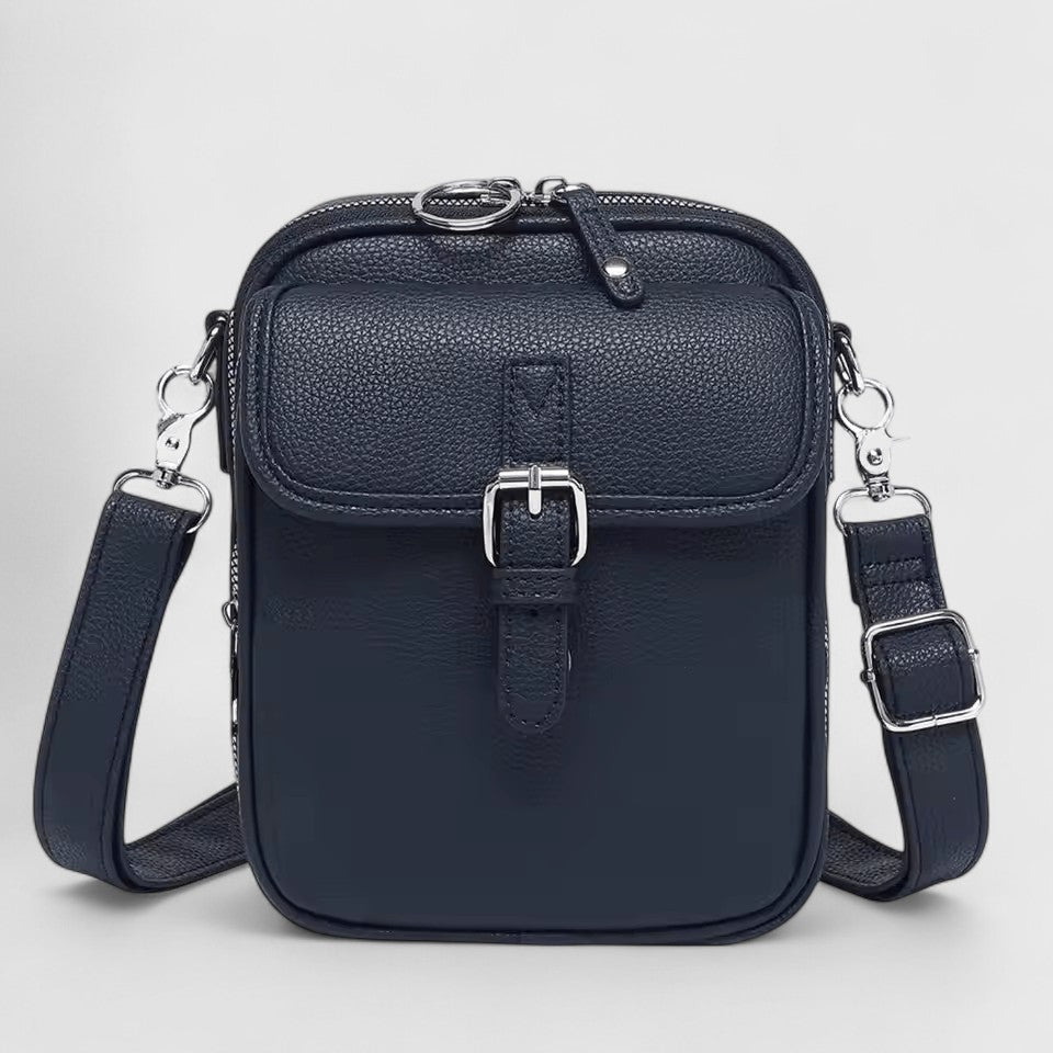 Buckle Flap Pocket Faux Leather Crossbody Bag