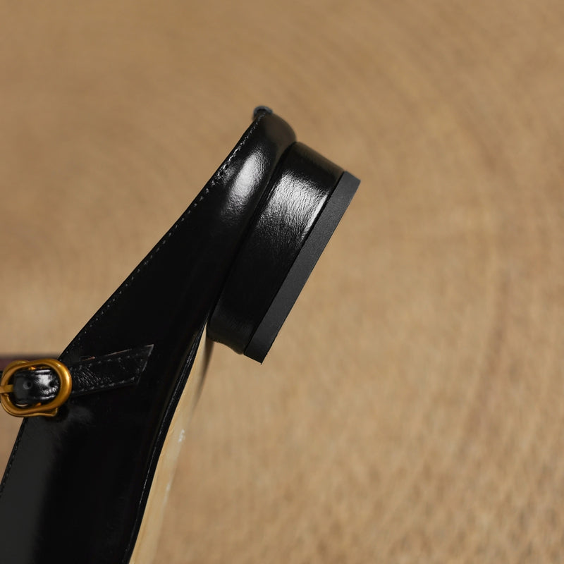 Square Toe T-Strap Buckle Low Block Heel Mary Jane