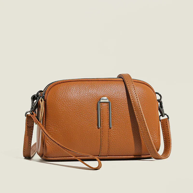 Zip Top Structured Small Crossbody Bag