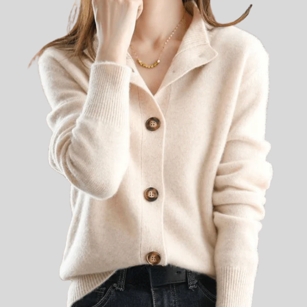 Collared Button Front Knit Cardigan