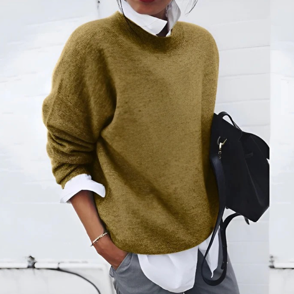 Crew Neck Long Sleeve Drop Shoulder Sweater