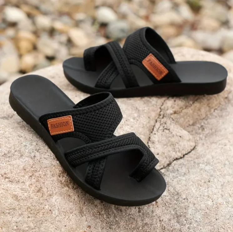 Cross Strap Open Toe Flat Slide Sandals 6