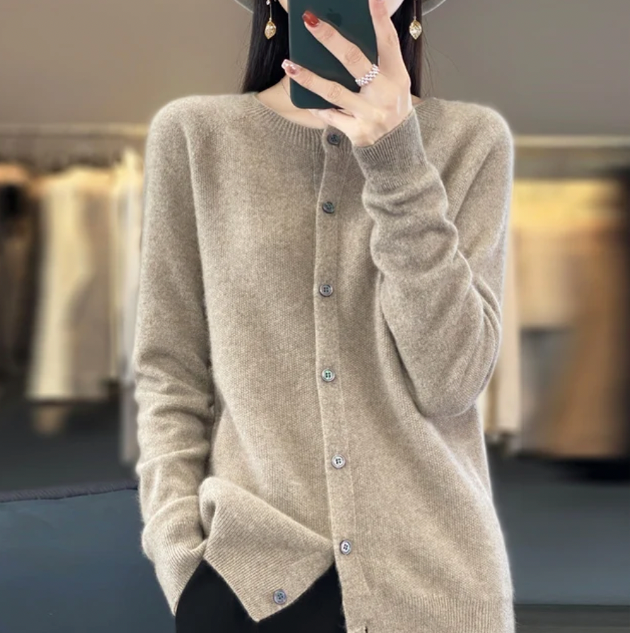 Crew Neck Button Front Knit Cardigan 3