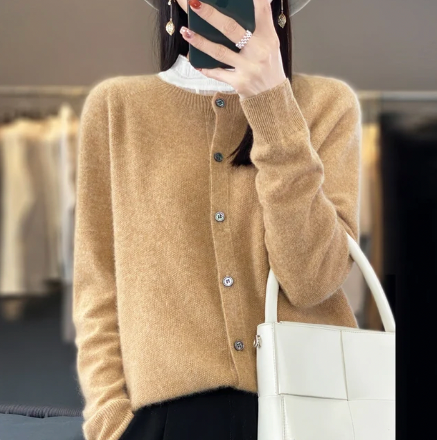 Crew Neck Button Front Knit Cardigan 5