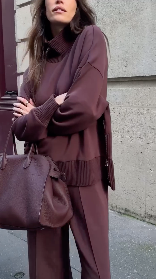 Drop Shoulder Sweatshirt and Wide Leg Pants Two Piece Set