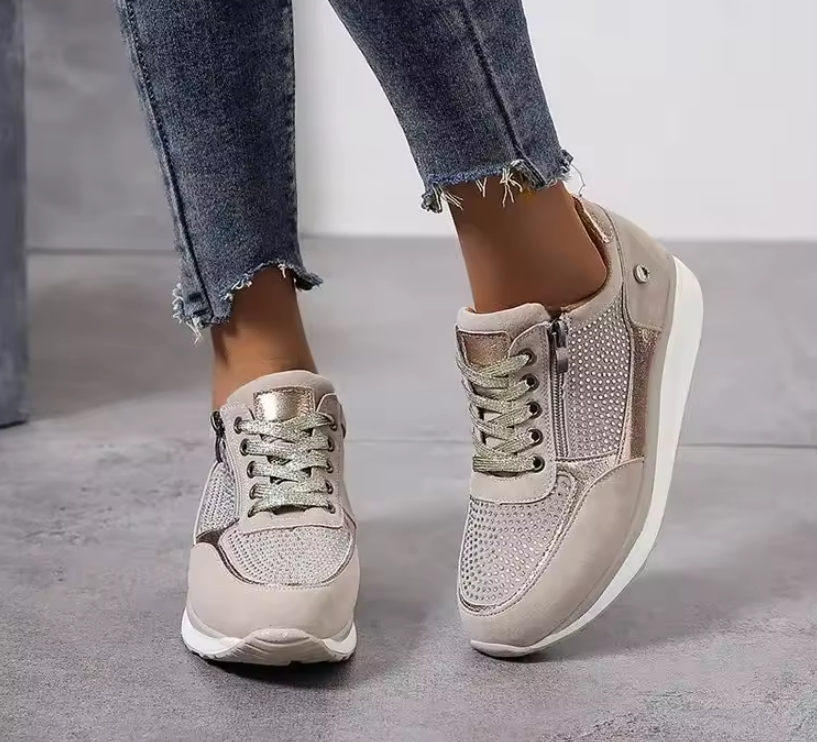 Lace Up Side Zip Platform Sneakers