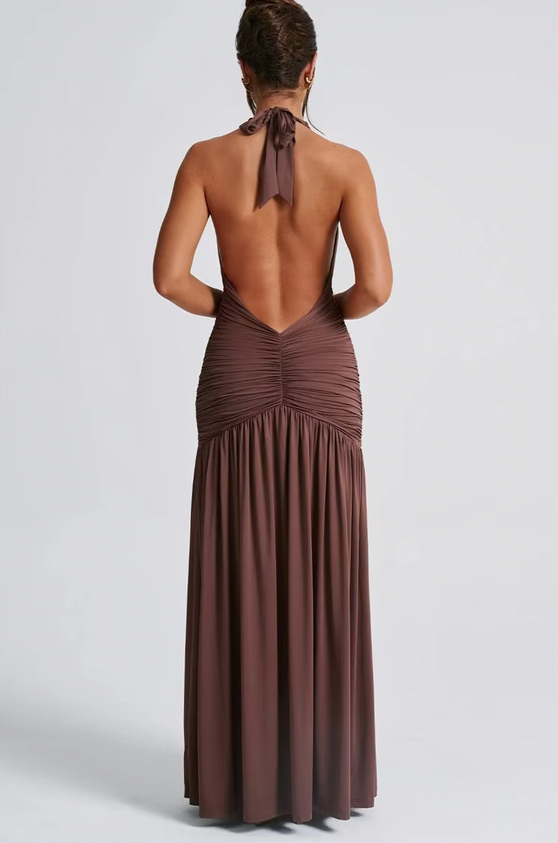 Halter Deep V-Neck High Split Maxi Dress 6