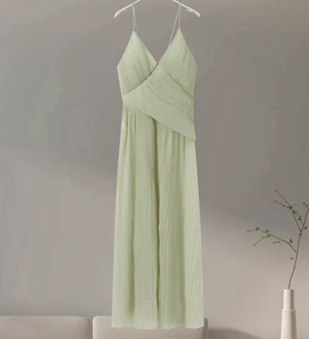 Deep V-Neck Spaghetti Strap Fringe Maxi Dress 5