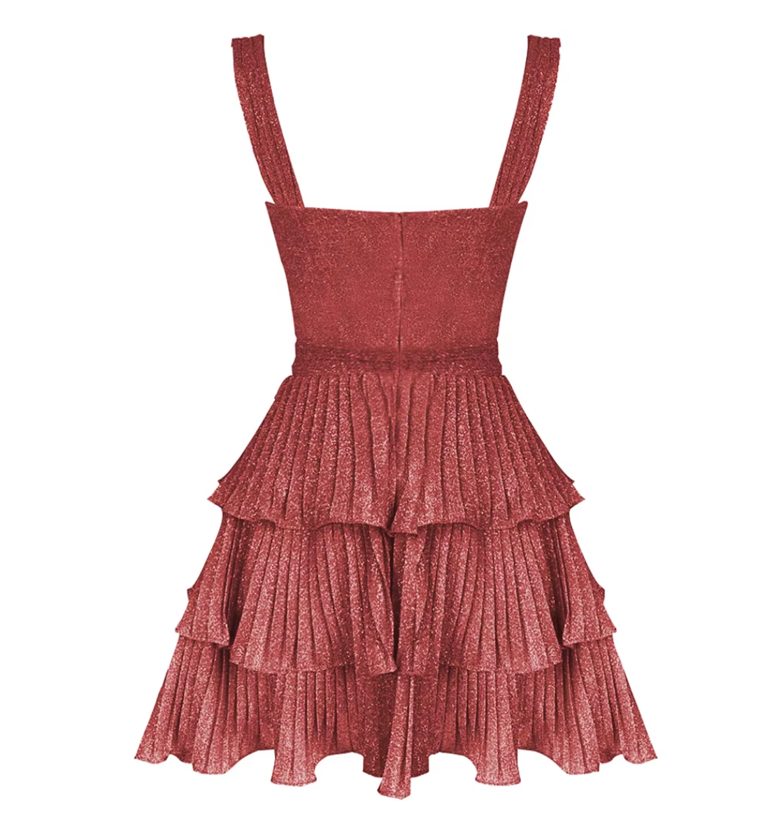 Glitter Square Neck Cut Out Tiered Ruffle Mini Dress 3