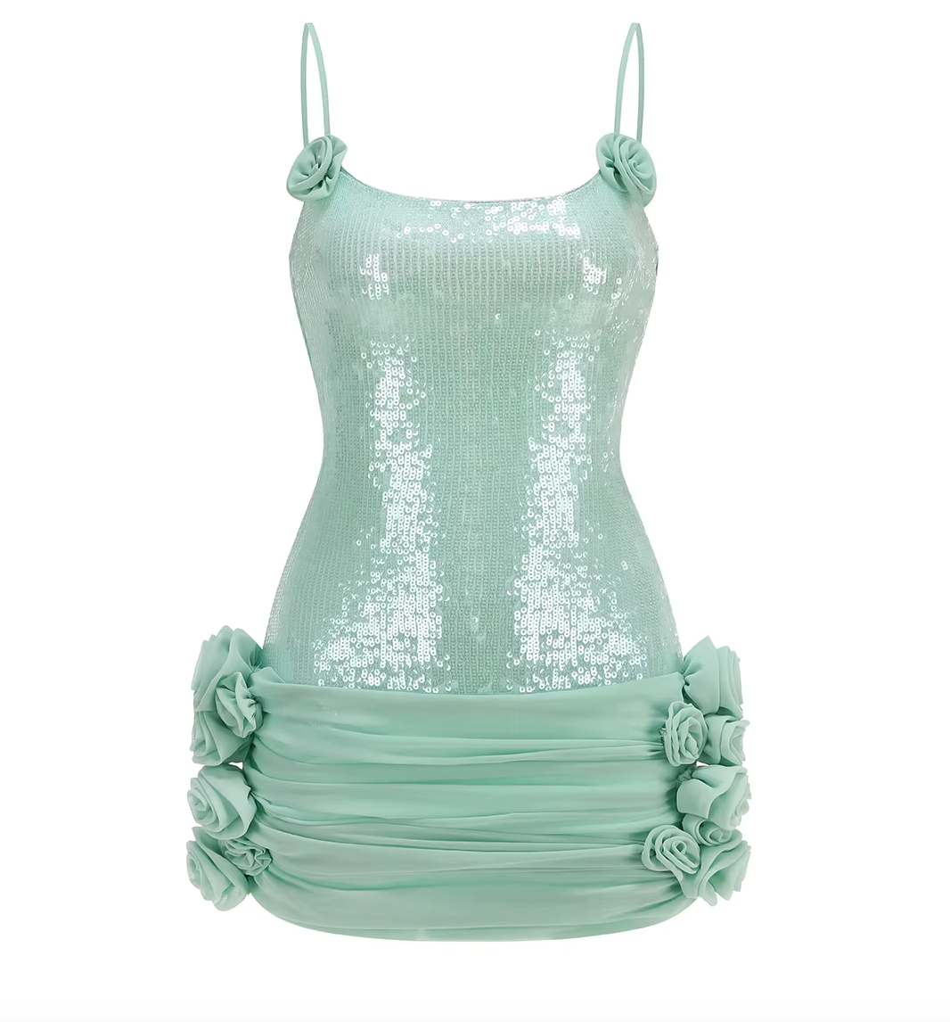Sequin Spaghetti Strap Ruched Bodycon Mini Dress 3