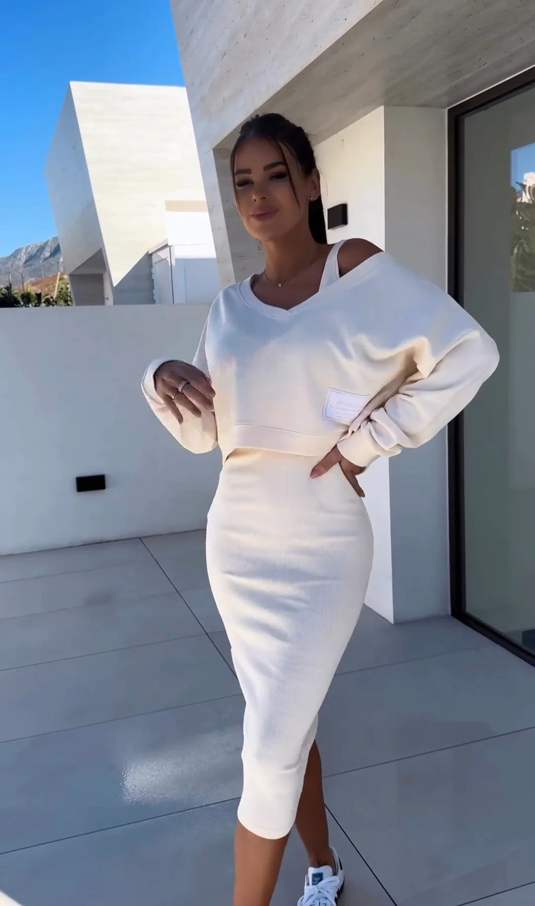 Micaela Minimalist Sleeveless Dress and Sweater Set for Women Boutique Collection