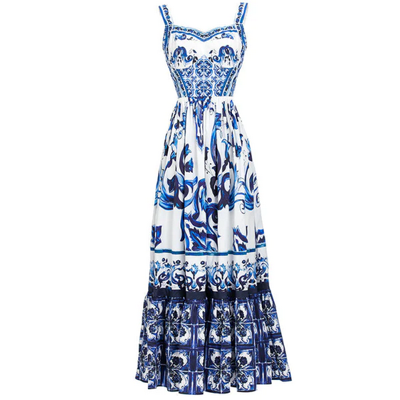 Square Neck Smocked Tiered A-Line Maxi Dress 3